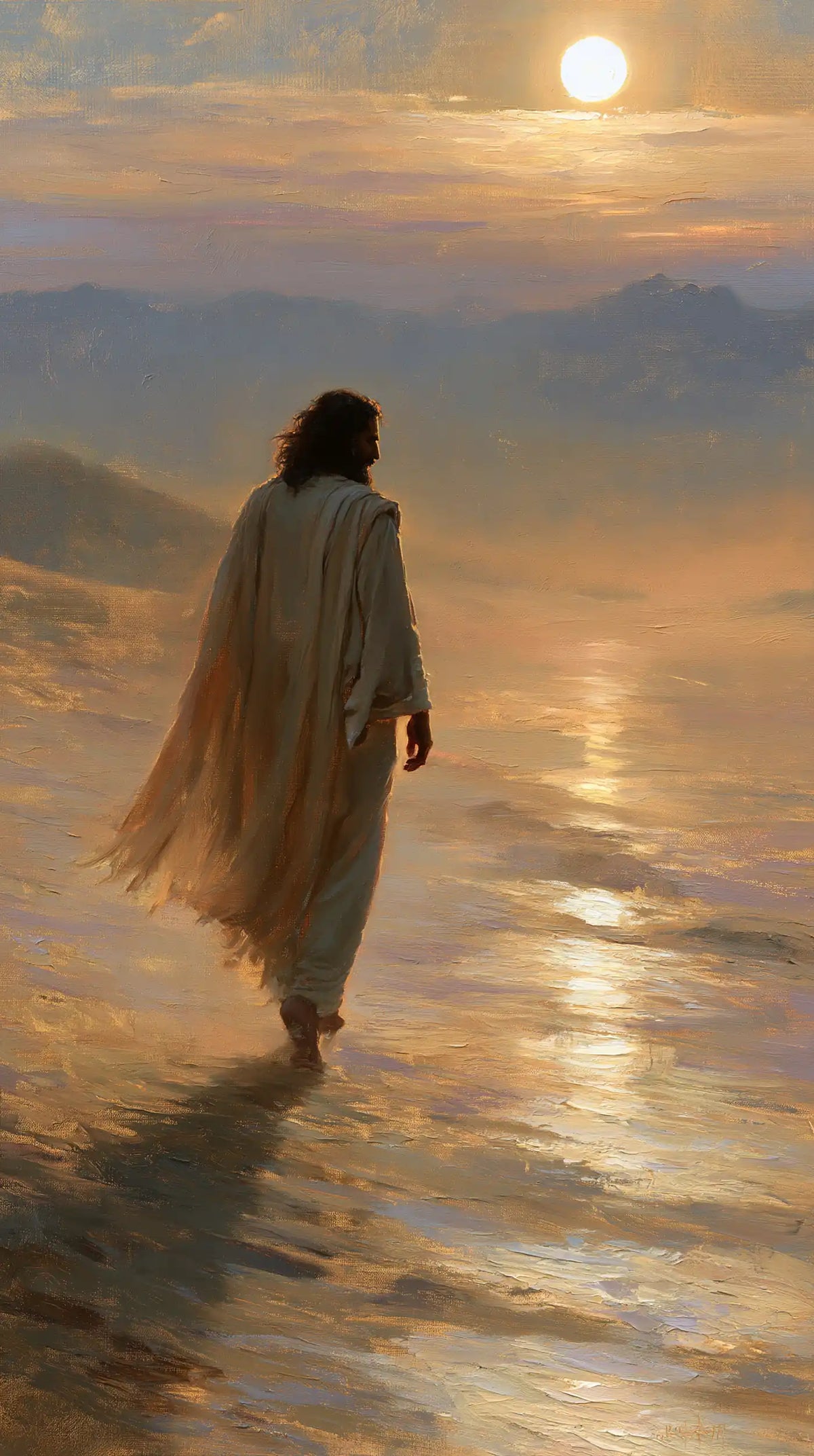 Jésus dans le désert — Le Pas dans le soir de bronze