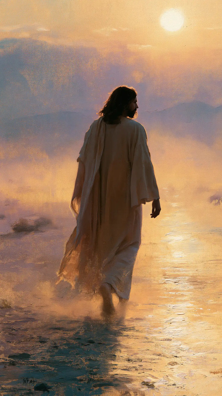 Jésus dans le désert — La Lueur monte autour des pas