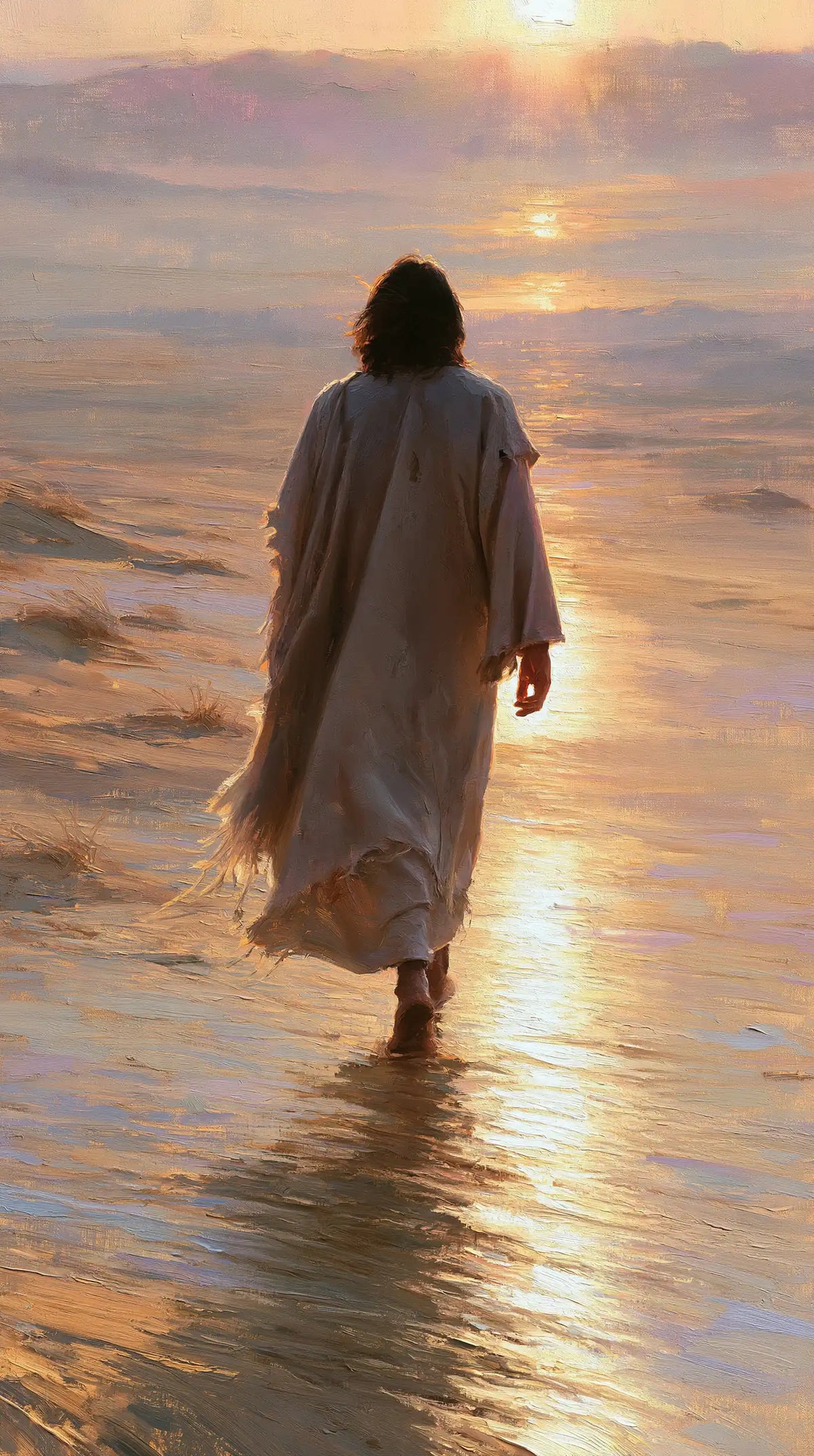 Jésus dans le désert — Le Sillage sombre dans le chemin d’or