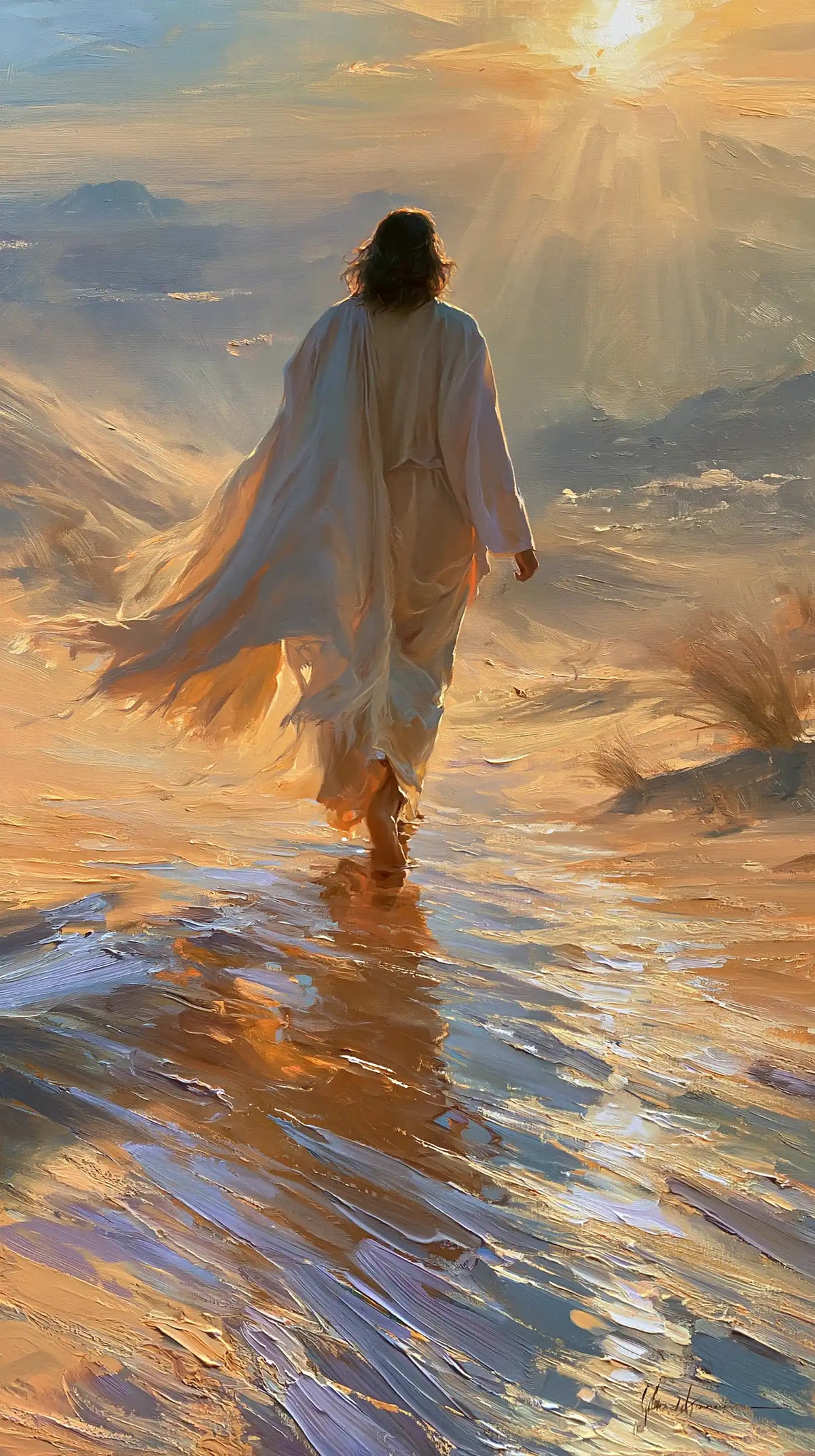 Jésus dans le désert — Le Manteau dans le souffle des rayons