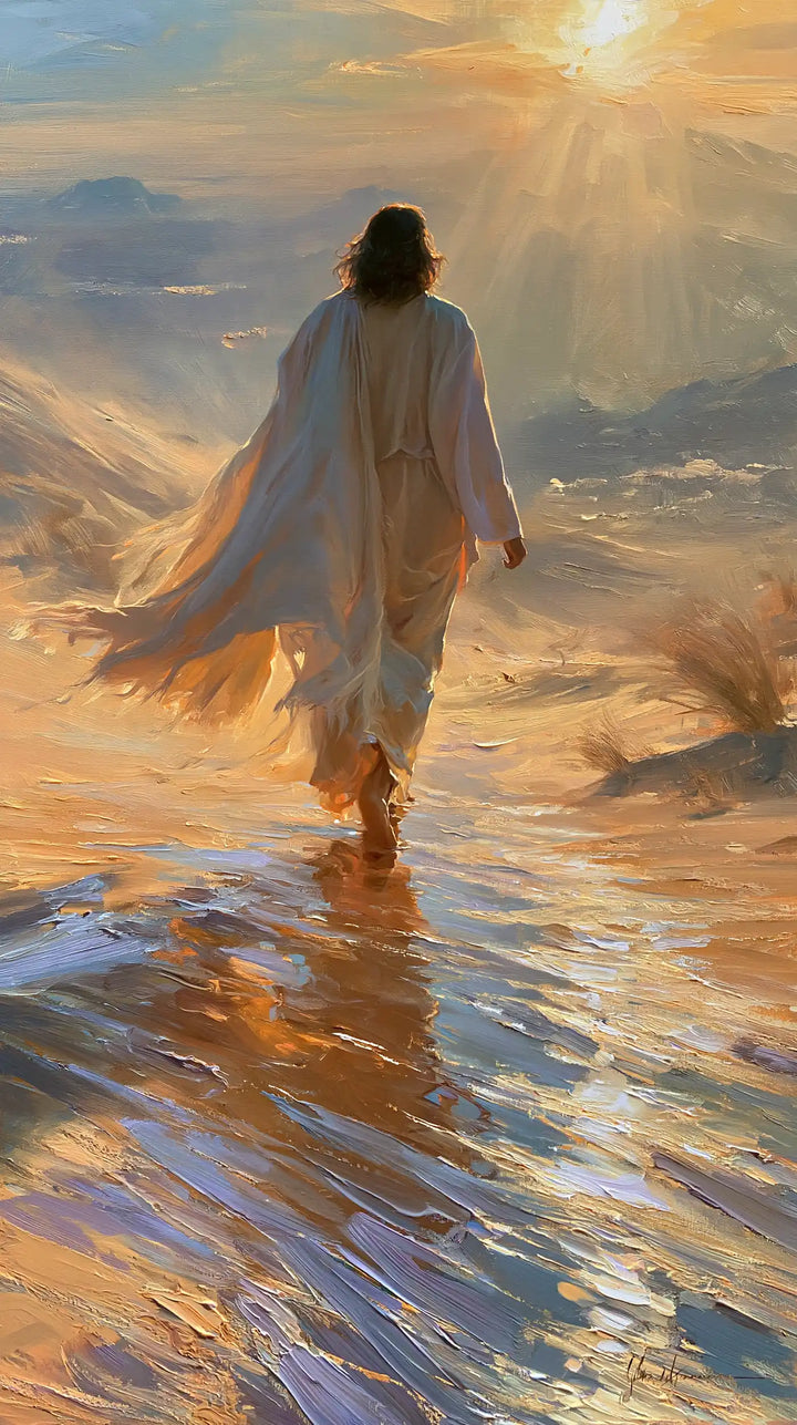 Jésus dans le désert — Le Manteau dans le souffle des rayons