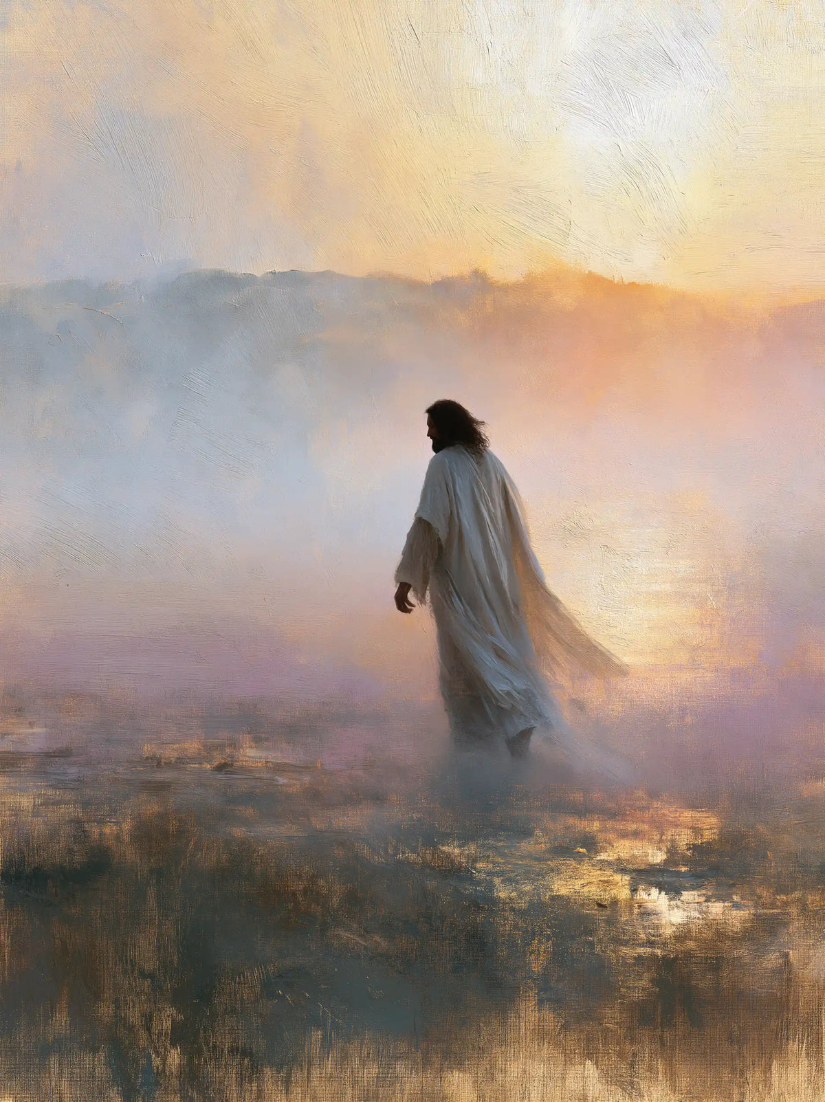 Jésus dans le désert — La Présence dans la brume de lavande