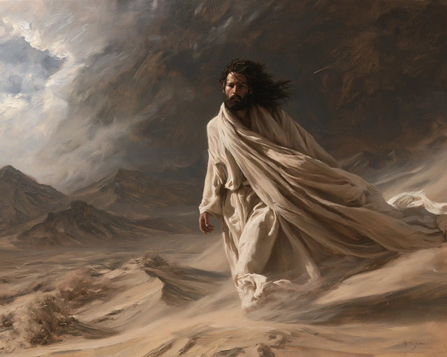 Jésus dans le désert — Le Pas dans la houle de sable