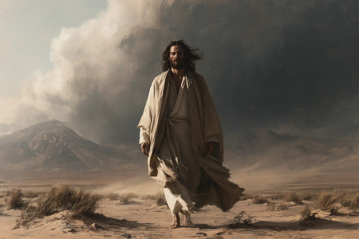 Jésus dans le désert — La Marche au bord du ciel menaçant