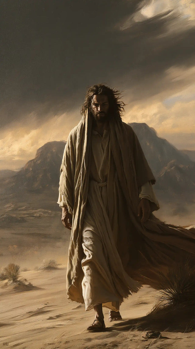 Jésus dans le désert — L’Or discret au bord de l’orage