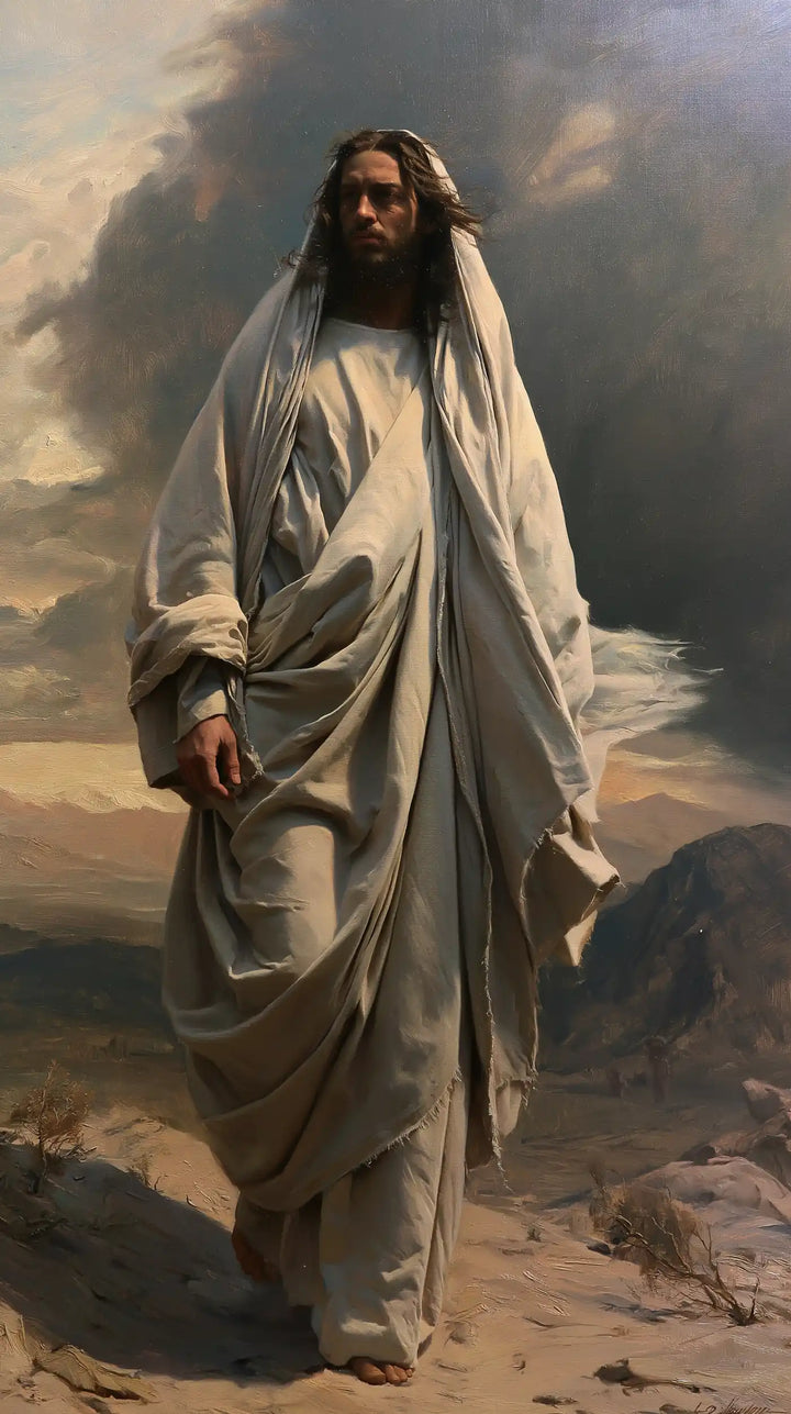 Jésus dans le désert — La Dignité du voile argenté