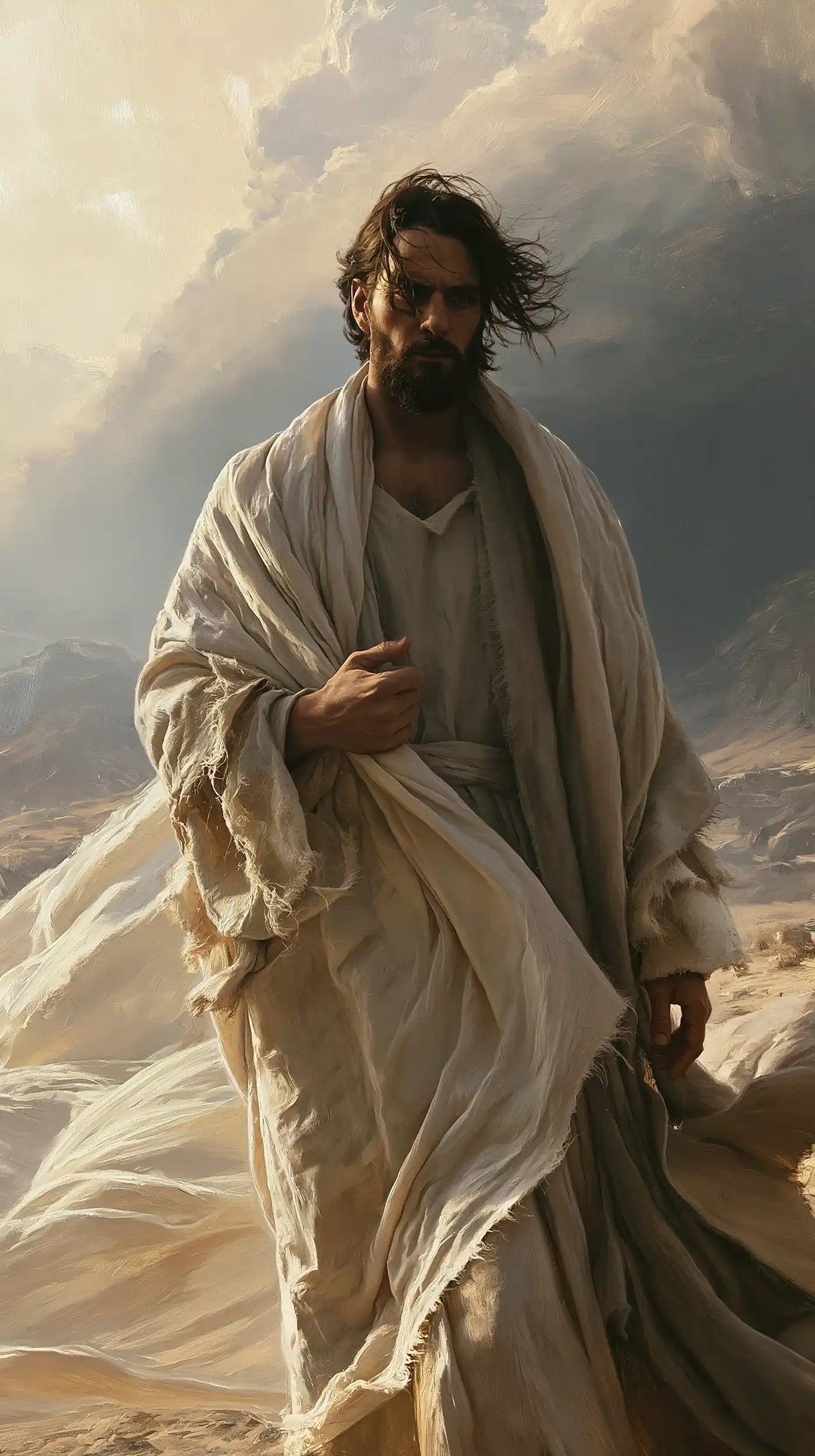 Jésus dans le désert — La Main posée dans la lumière