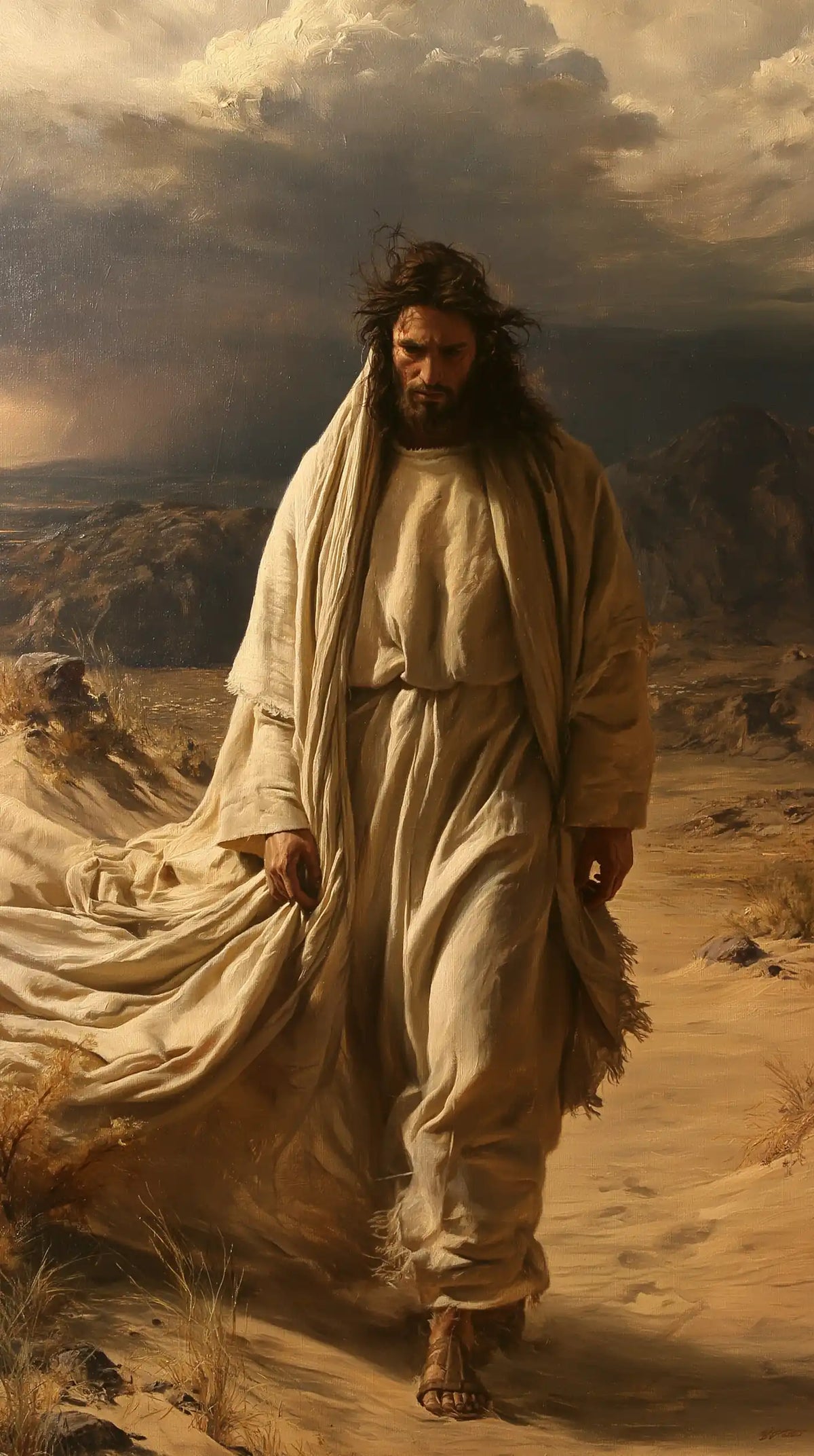 Jésus dans le désert — La Douceur d’un pas dans l’ocre