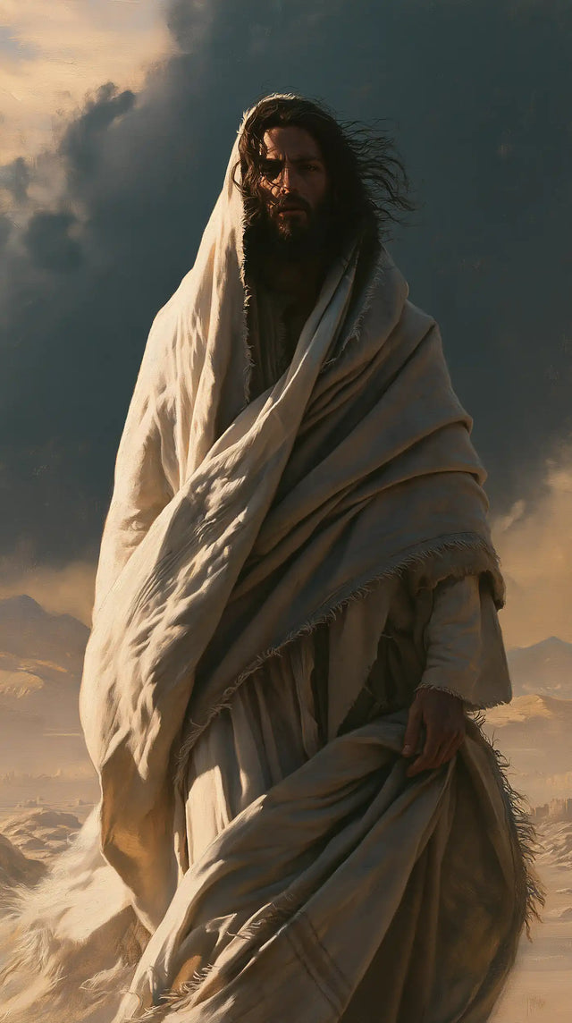 Jésus dans le désert — Le Silence dans le manteau croisé