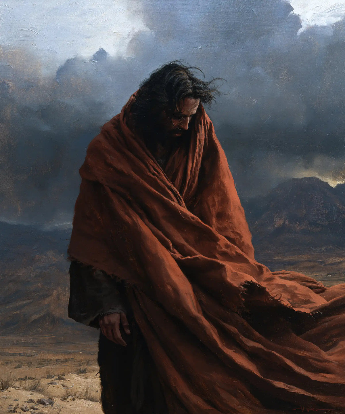 Jésus dans le désert — Le Recueillement sous la pourpre sombre