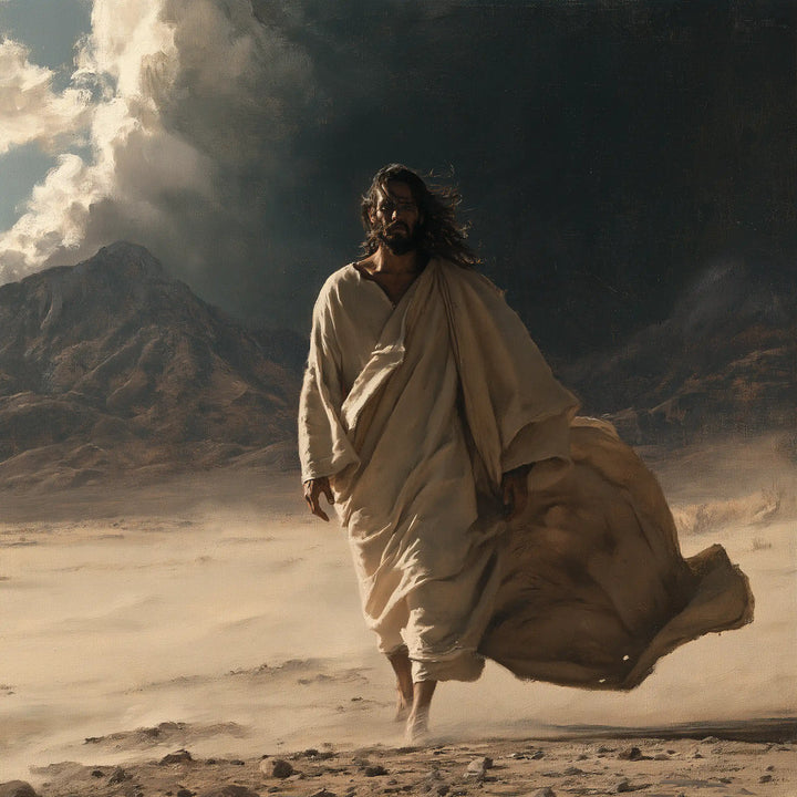 Jésus dans le désert — La Poussière autour du pas fidèle