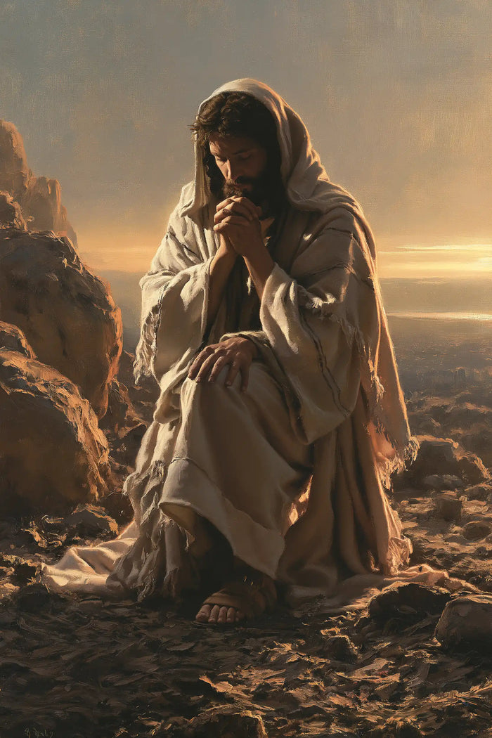 Jésus dans le désert — La Prière sous le voile couleur de miel