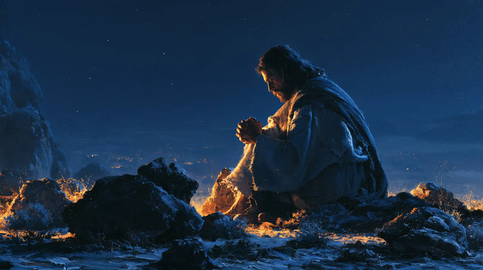 Jésus dans le désert — L’Or retenu dans la nuit bleue