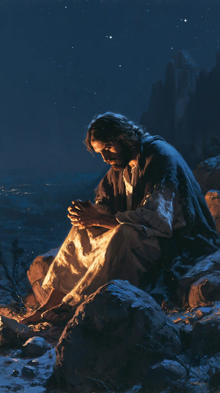 Jésus dans le désert — La Robe dorée dans le creux des rocs