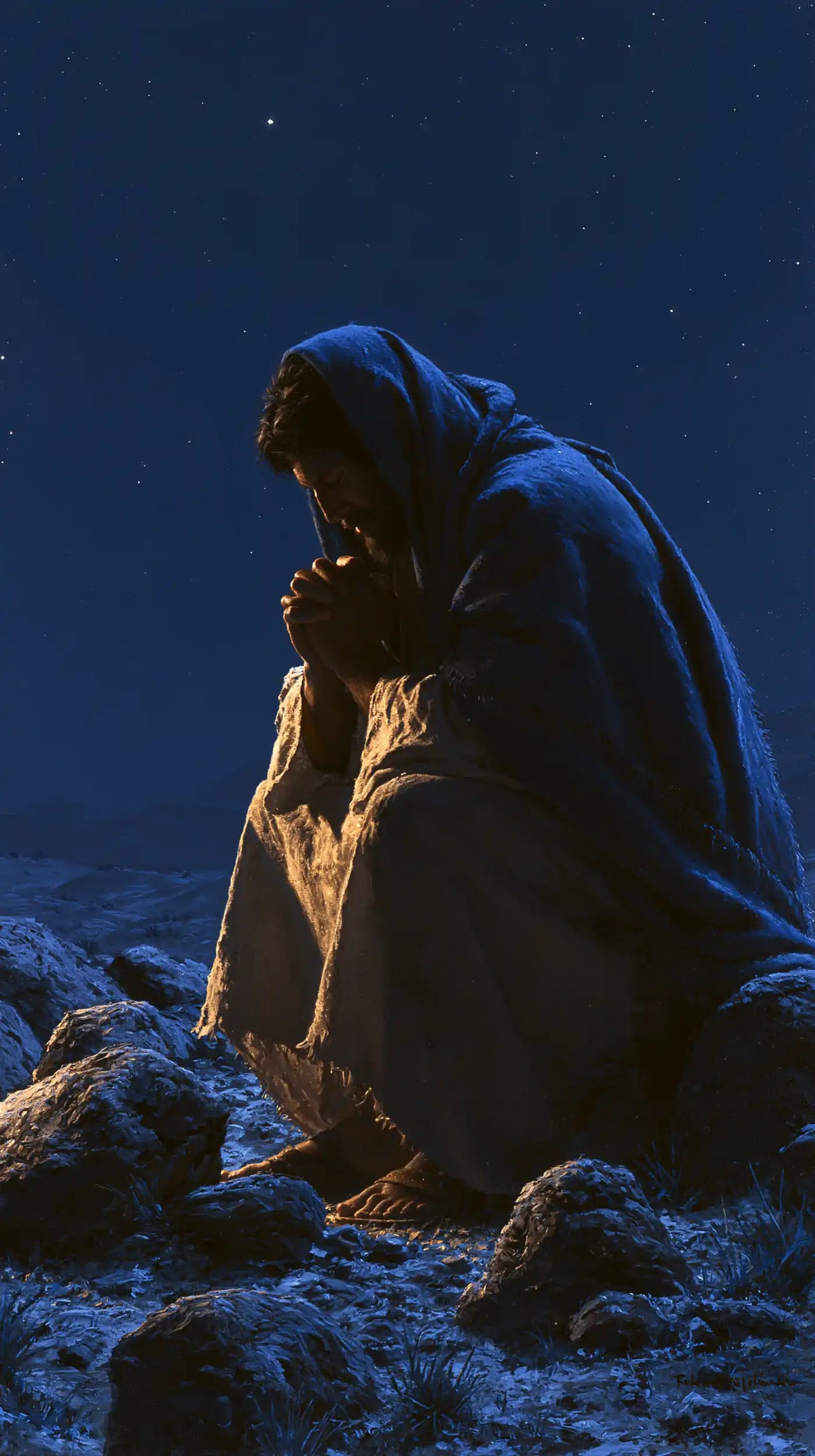 Jésus dans le désert — Le Visage caché dans la prière bleue