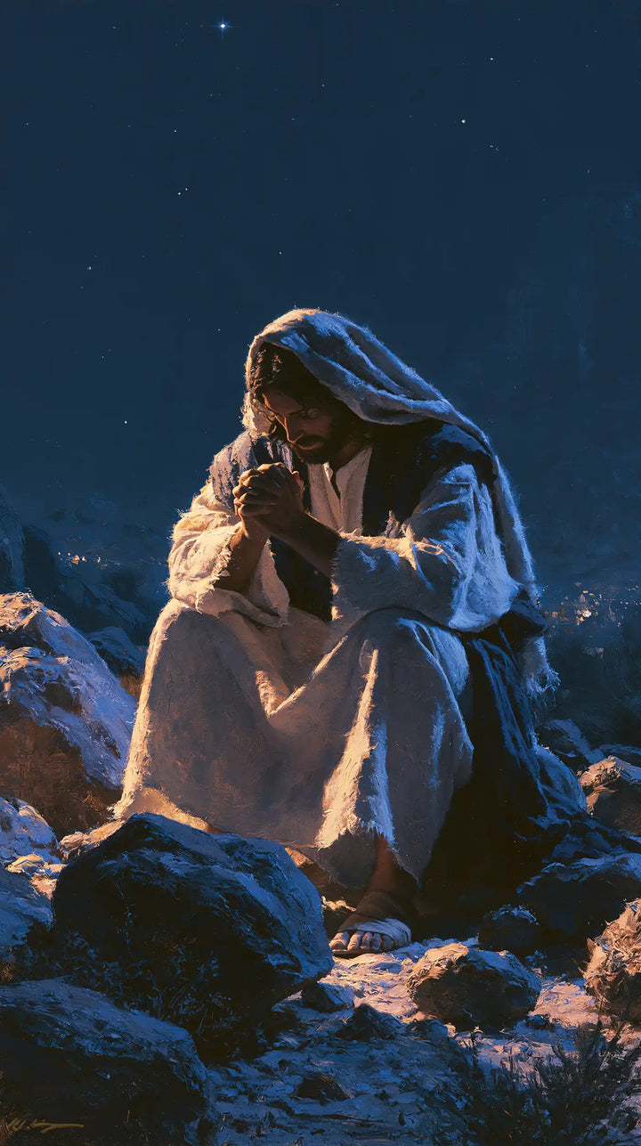 Jésus dans le désert — Le Voile pâle sous la voûte nocturne