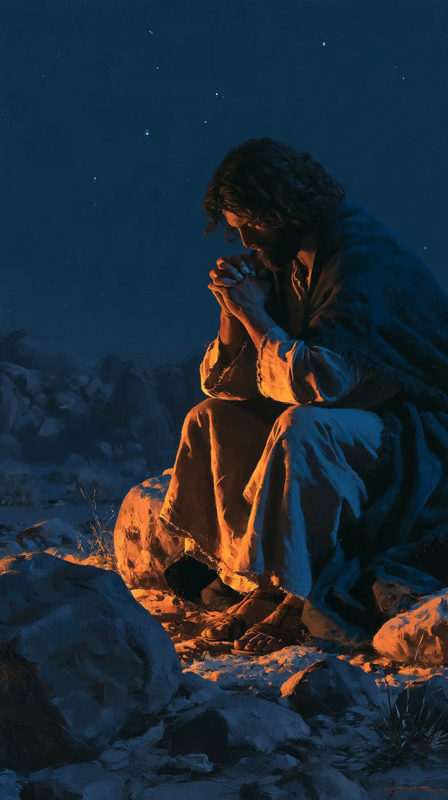 Jesus in the Desert - Midnight Blue Chiaroscuro · Portrait n° 24