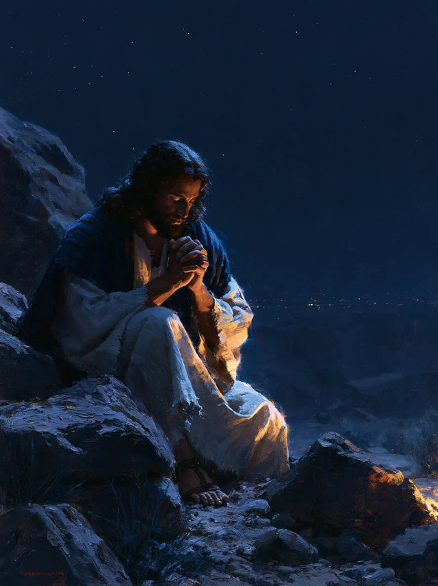 Jésus dans le désert — La Petite Prière au pied du rocher bleu