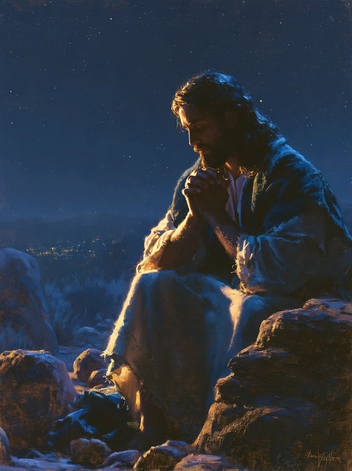 Jésus dans le désert — Le Fil d’or sur la manche bleue