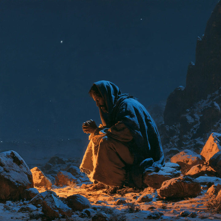 Jésus dans le désert — Le Manteau d’azur autour de l’ocre