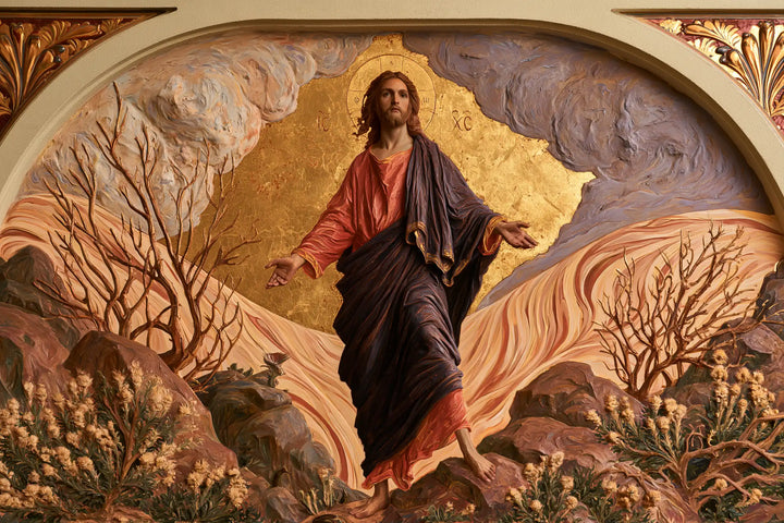 Jésus dans le désert — Les Bras ouverts dans l’arche d’or