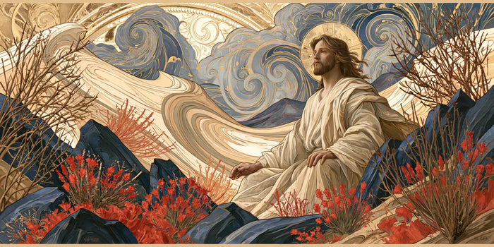 Jésus dans le désert — Le Repos au jardin des branches rouges