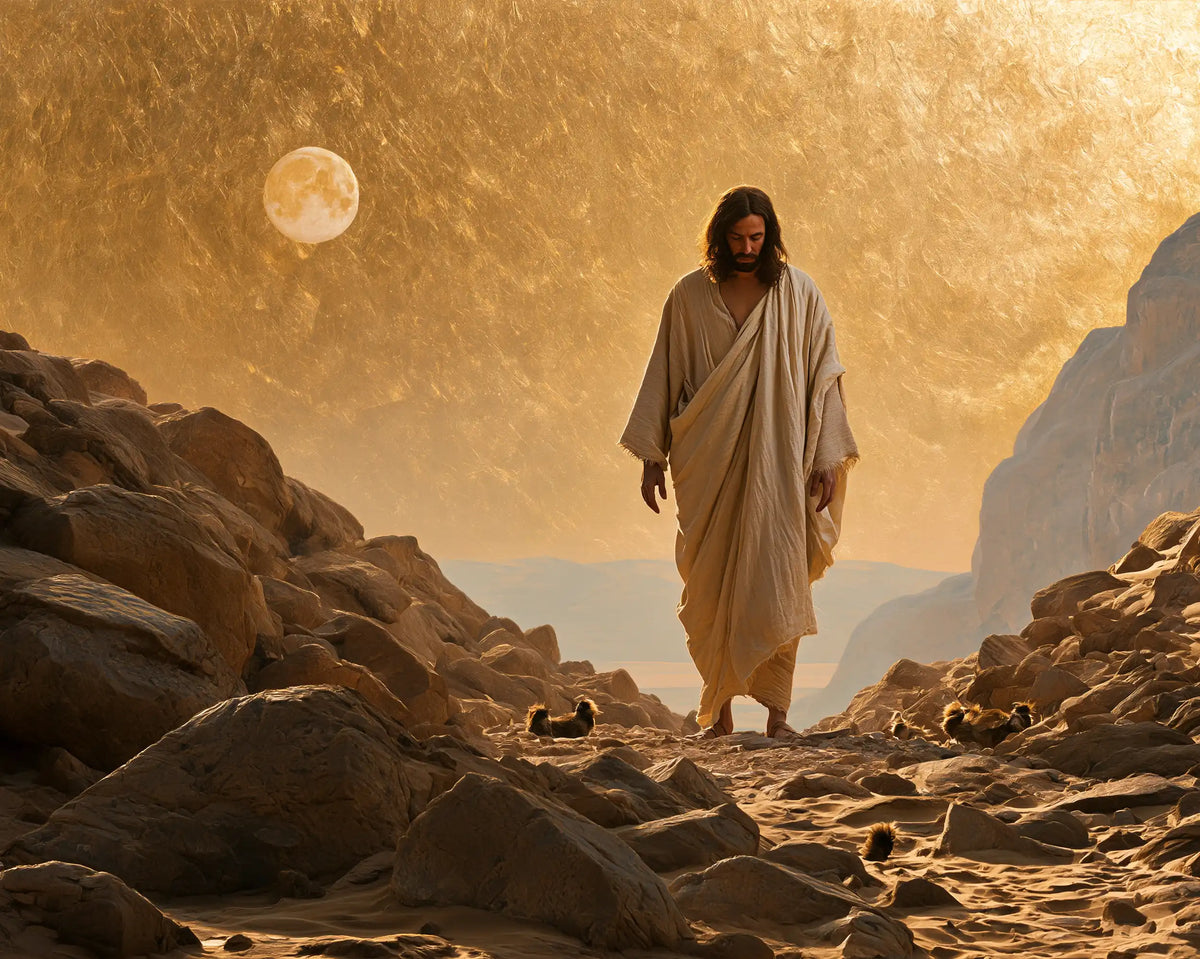 Jésus dans le désert — La Robe claire sous l’astre pâle