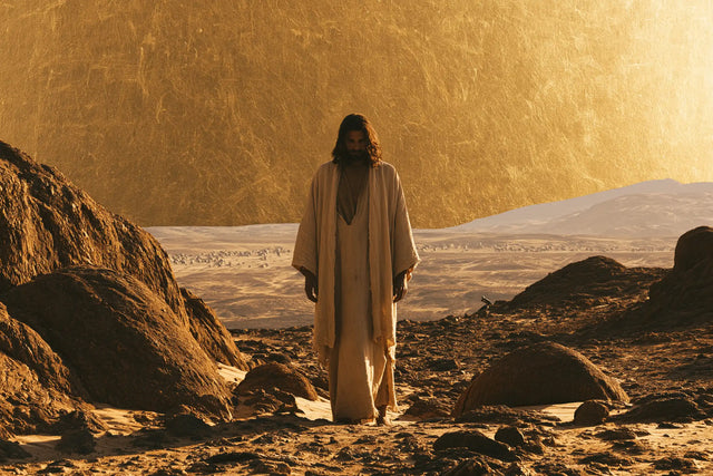 Jésus dans le désert — Le Chemin de pierres sous l’or immobile