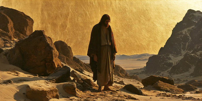 Jésus dans le désert — Le Pas brun entre les versants de pierre