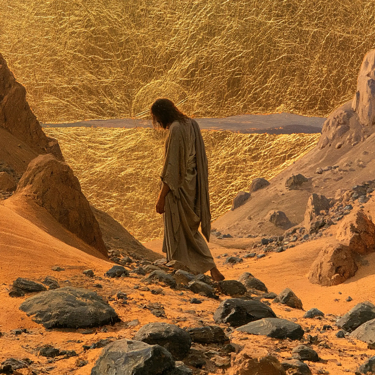 Jésus dans le désert — Le Pas incliné dans la vallée d’or