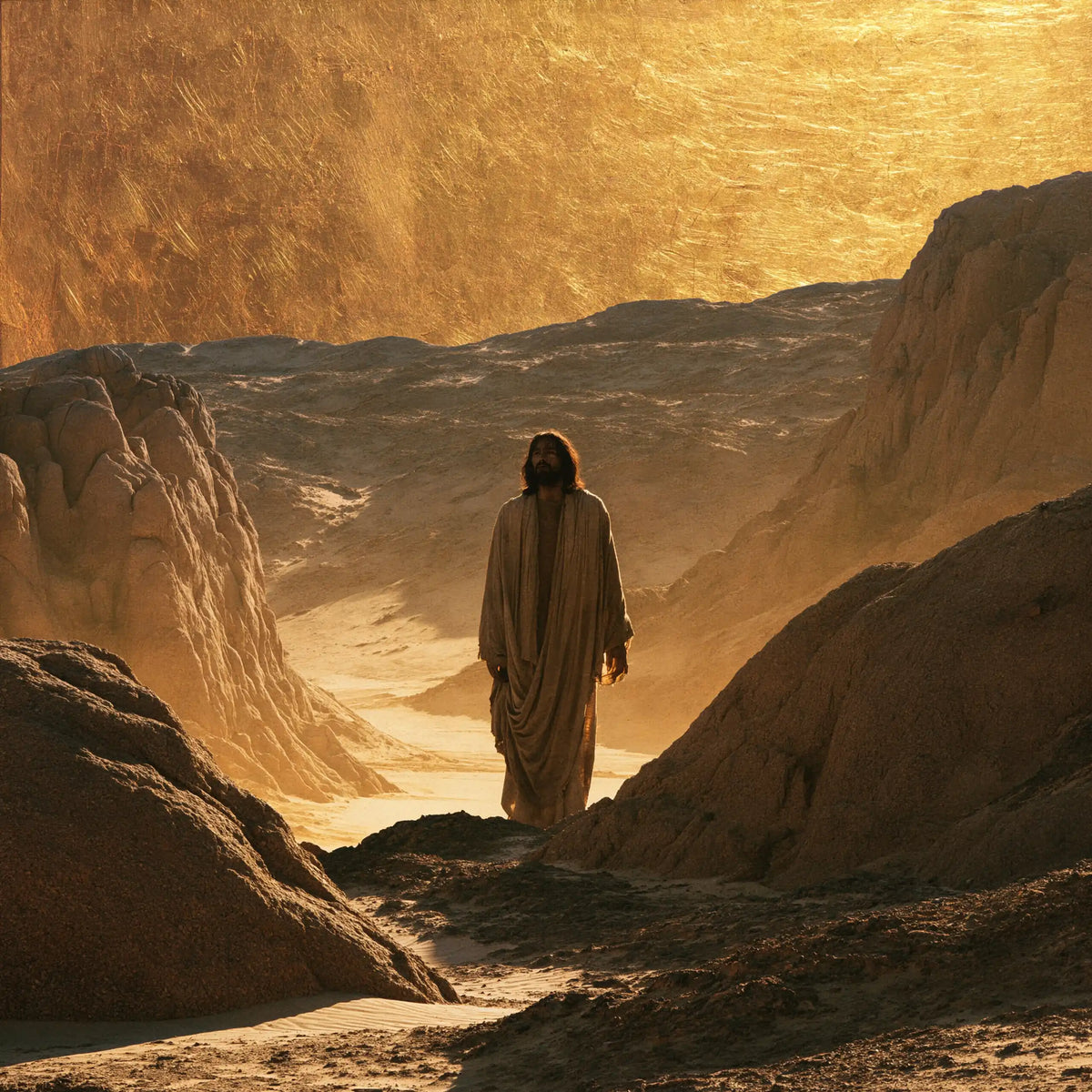 Jésus dans le désert — La Présence au fond du passage ambré