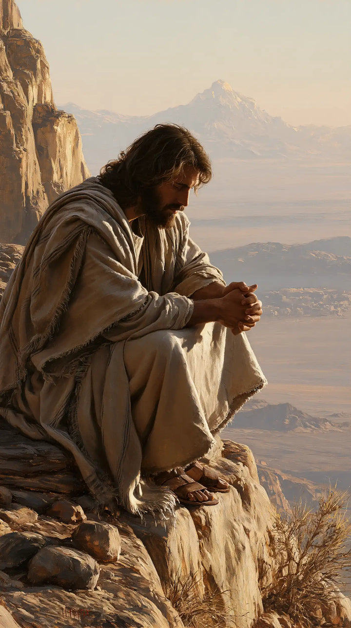 Jésus dans le désert — La Prière au bord de la pierre haute