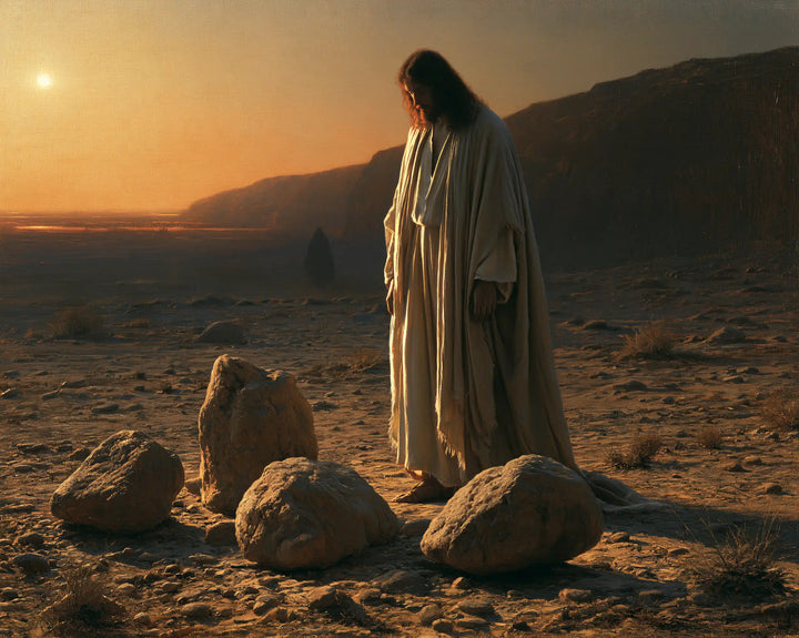 Jésus dans le désert — Le Regard penché sur les pierres du couchant