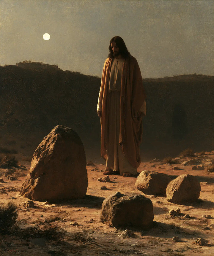 Jésus dans le désert — Le Silence près de la pierre oblique