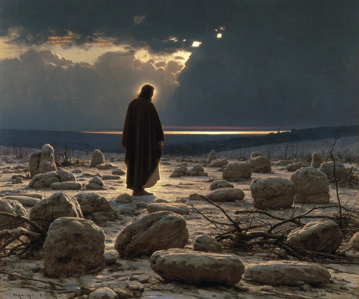 Jésus dans le désert — Le Fil d’or derrière le manteau d’ombre
