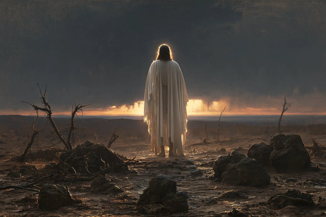 Jésus dans le désert — La Présence devant l’horizon en feu