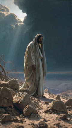 Jésus dans le désert — Le Voile incliné dans la lumière bleue