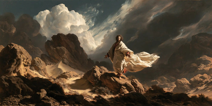Jésus dans le désert — Le Long Manteau dans la lumière des crêtes