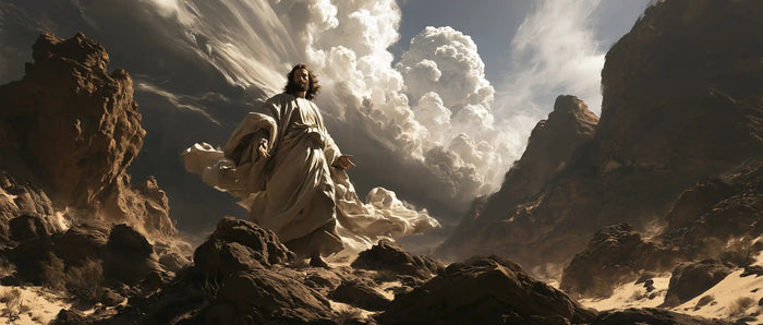 Jésus dans le désert — La Marche sous les gerbes blanches du ciel