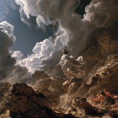 Jésus dans le désert — Le Lin dans l’ouverture du ciel tourmenté