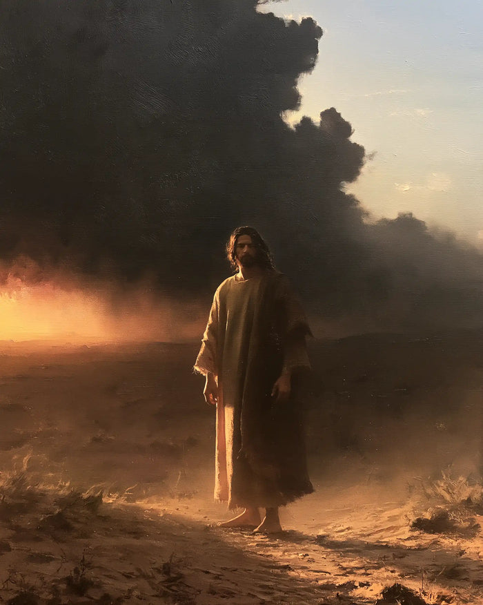 Jésus dans le désert — La Poussière lumineuse autour du voyageur