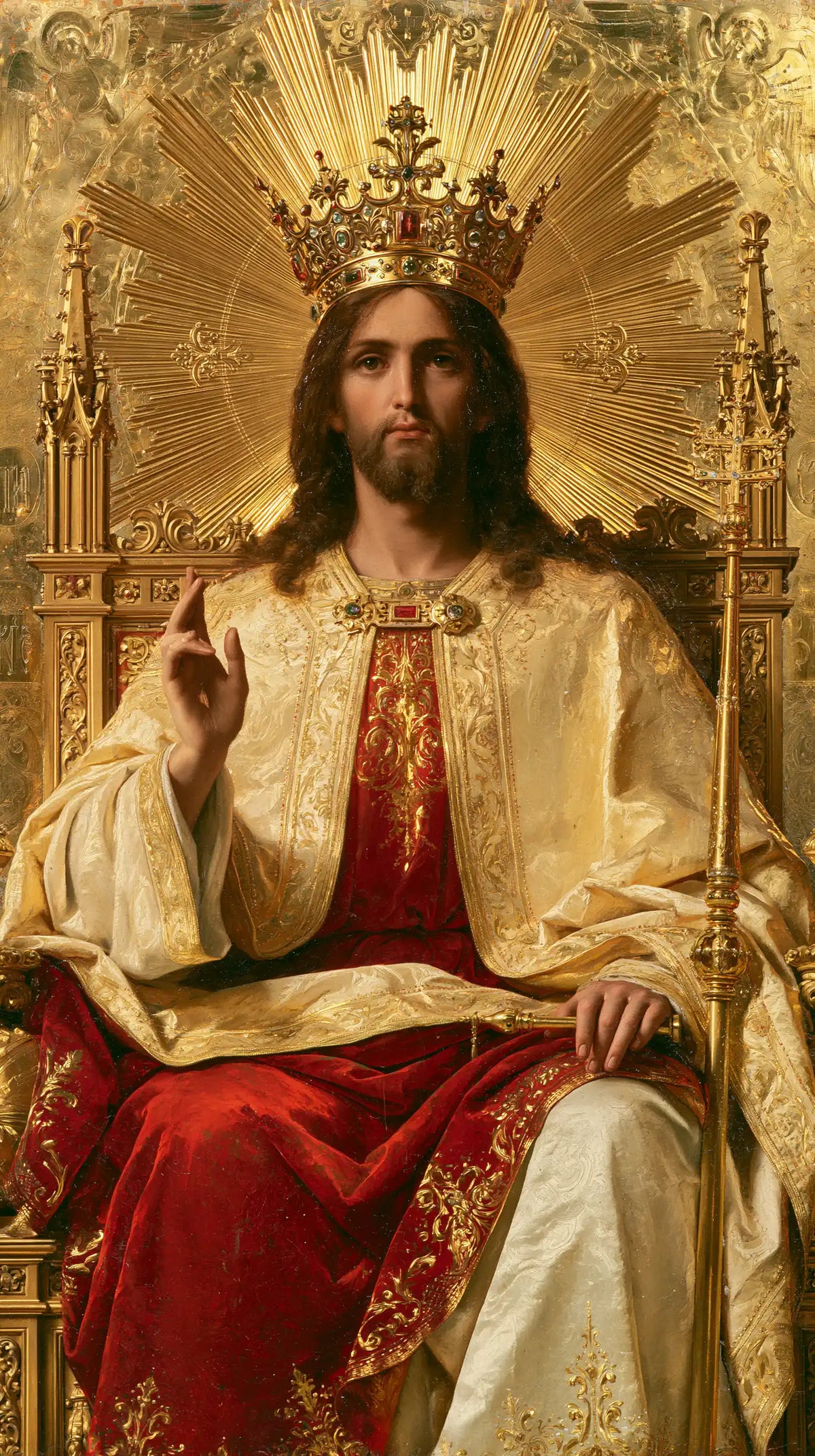 Jésus Roi — Le Trône aux plis de lumière dorée