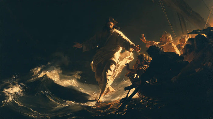 Jésus marchant sur l’eau — L’Élan au-dessus de la houle d’ambre