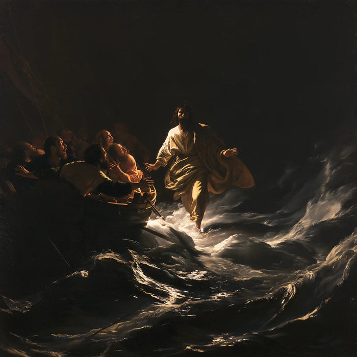 Jésus marchant sur l’eau — Le Sillage blanc dans la mer d’encre