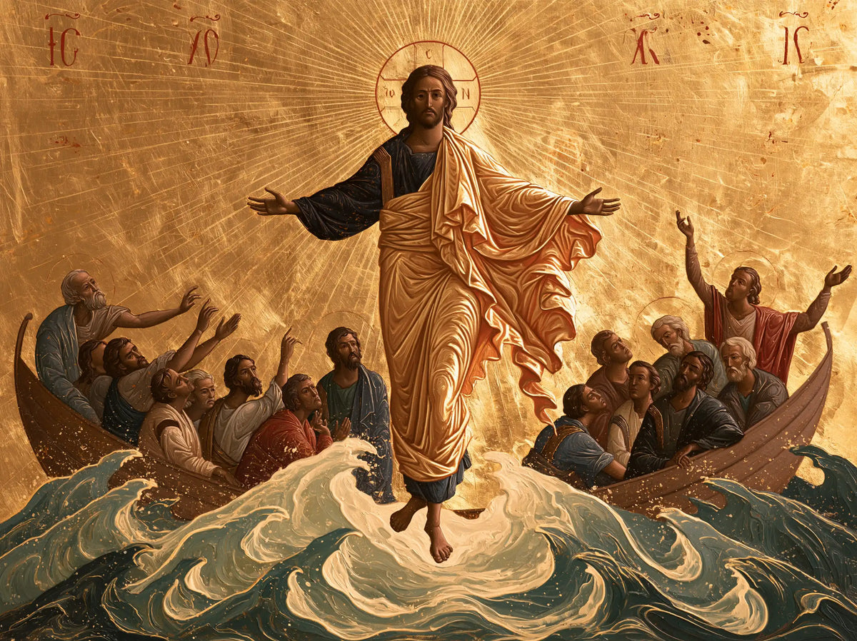 Jésus marchant sur l’eau — Les Mains levées autour du pas paisible