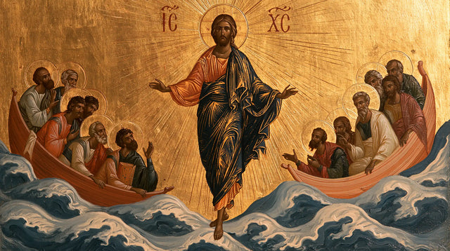 Jésus marchant sur l’eau — Le Geste calme entre deux arches de bois