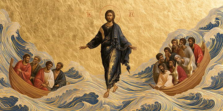 Jésus marchant sur l’eau — Le Manteau sombre dans l’océan d’or