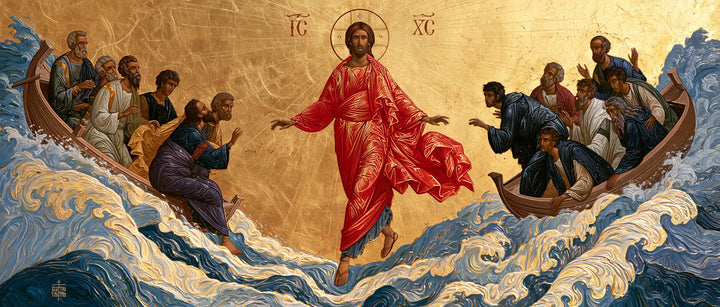 Jésus marchant sur l’eau — Le Rouge porté par la vague