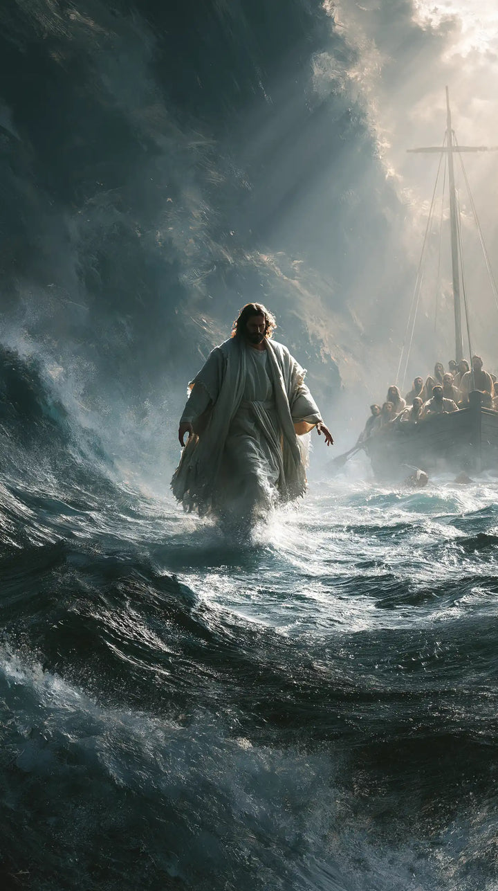 Jésus marchant sur l’eau — Le Lin gris sur le chemin d’écume