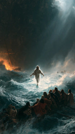 Jésus marchant sur l’eau — Entre la lueur de feu et le rayon froid